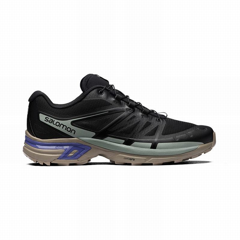 Salomon Israel XT-WINGS 2 - Mens Trail Running Shoes - Black/Light Turquoise (UVPA-24670)